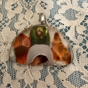 Artisan slice Handmade USA  Fused Glass Pendant